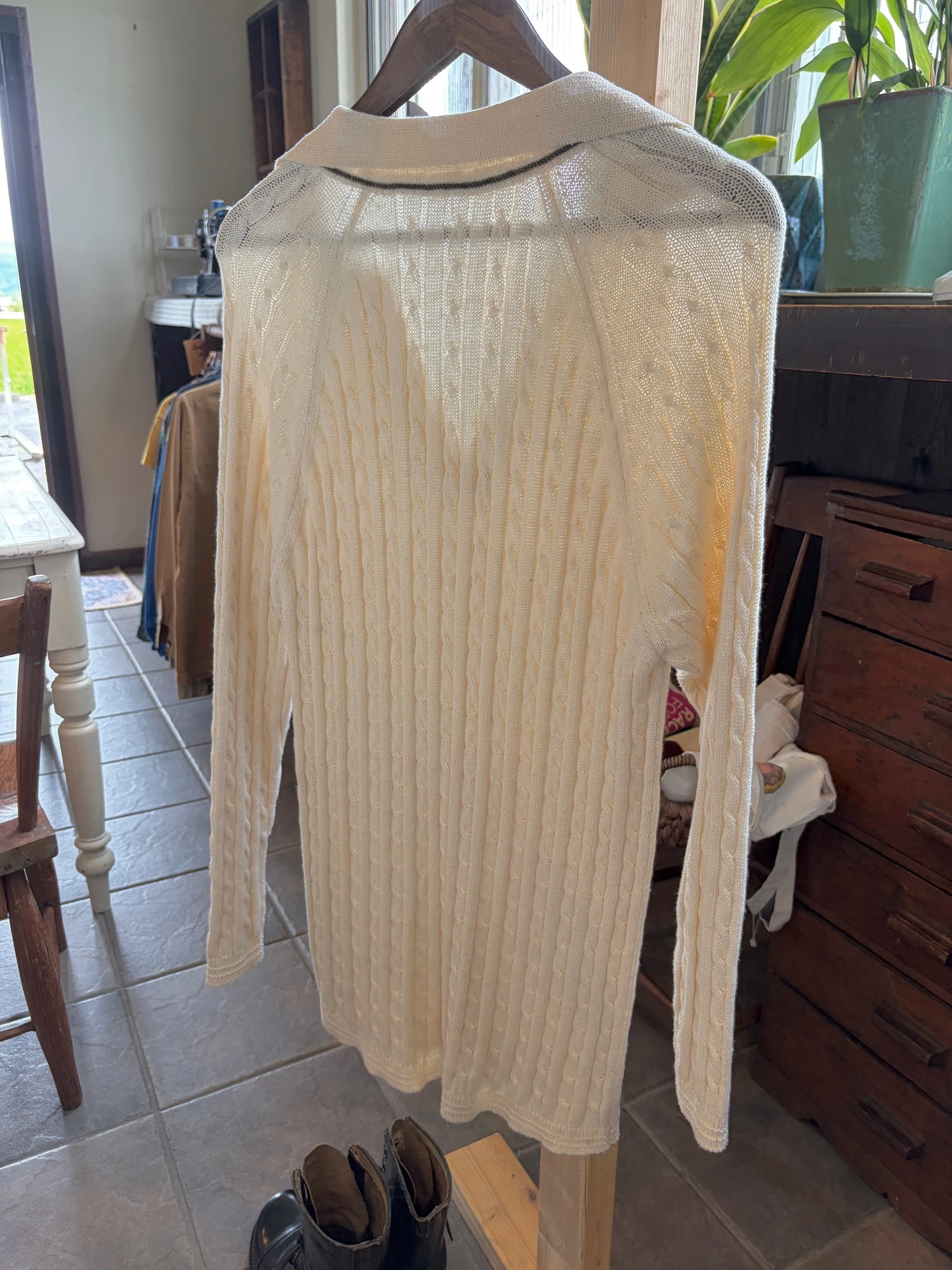 cream white cableknit light sweater 8
