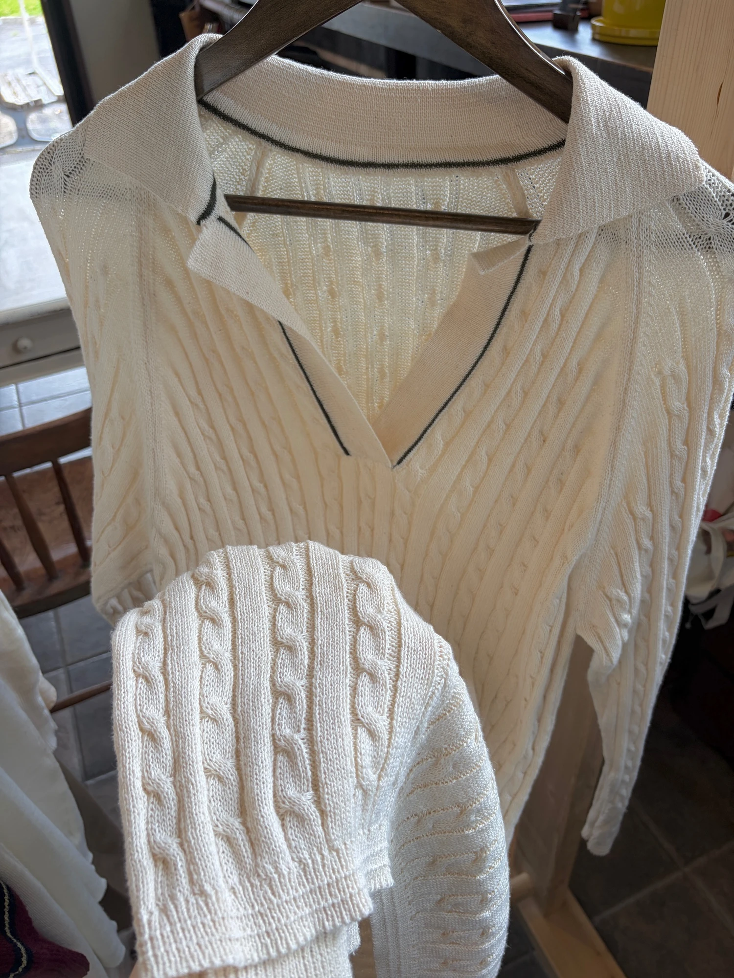 cream white cableknit light sweater 7