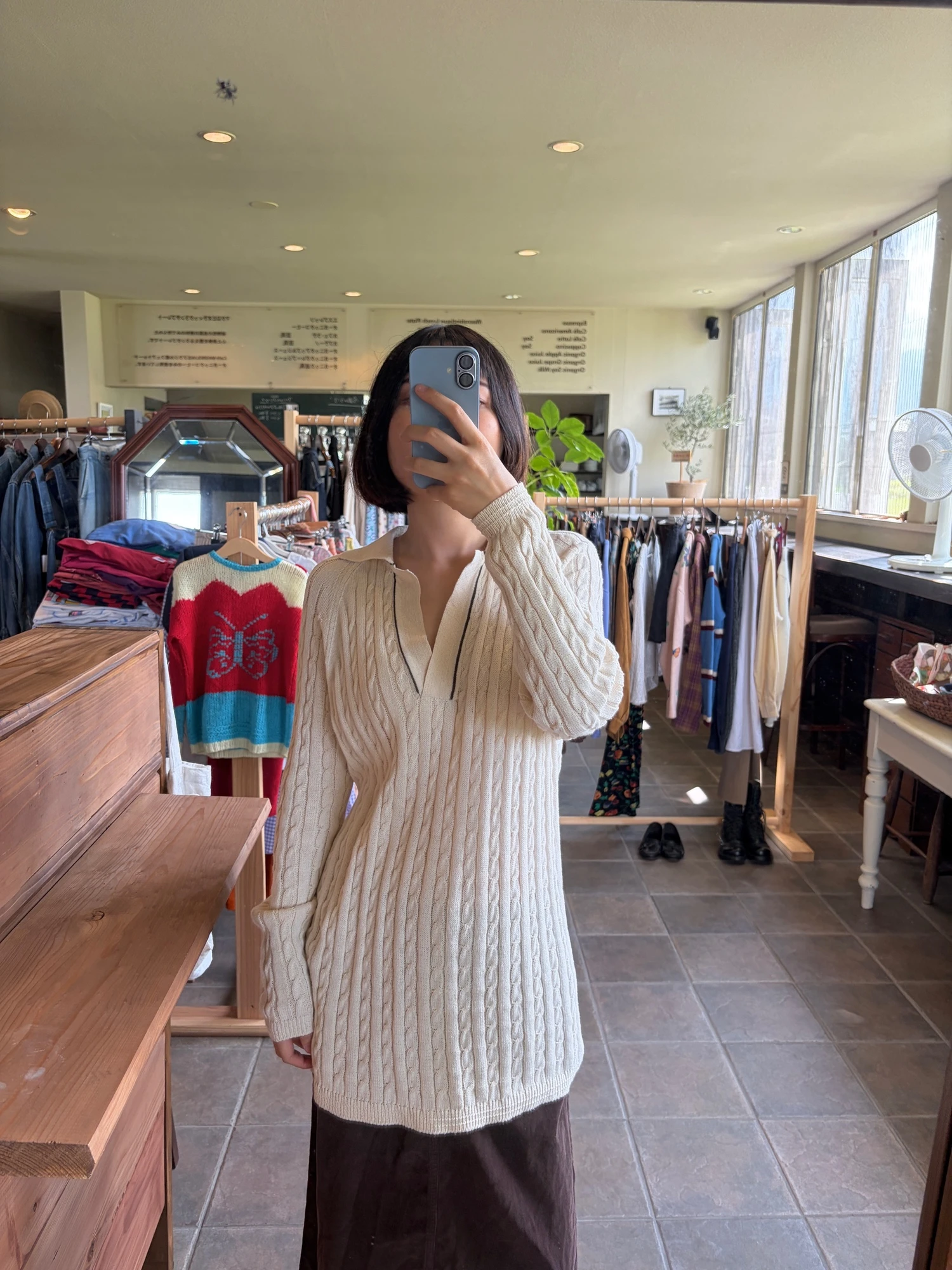 cream white cableknit light sweater 4