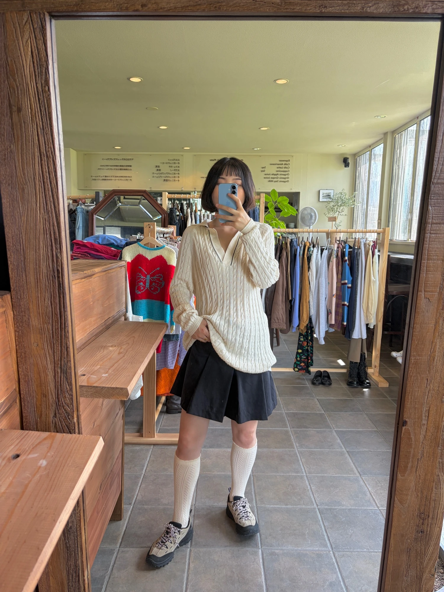 cream white cableknit light sweater 5