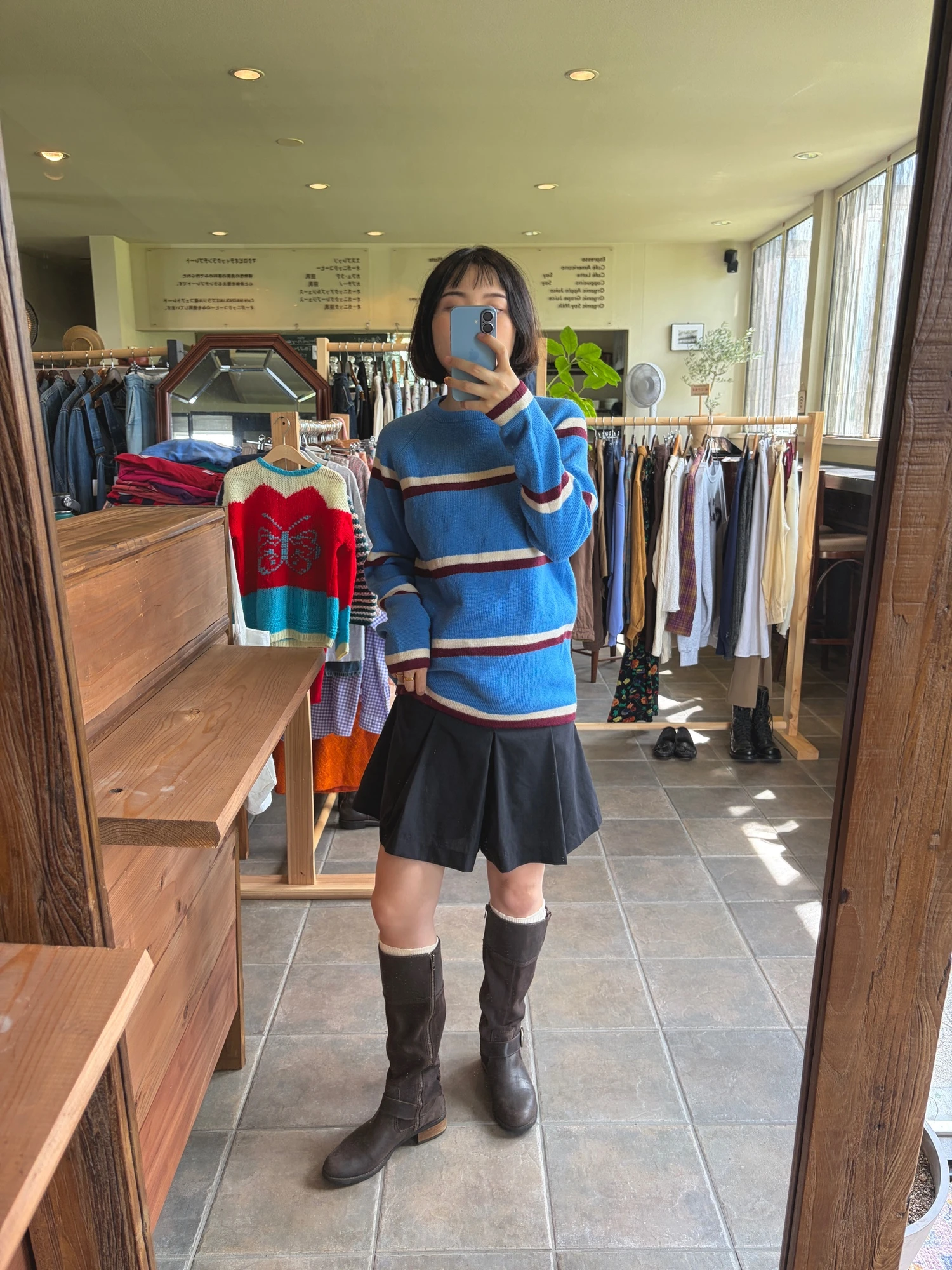 lightblue & burgundy raglan sweater 8