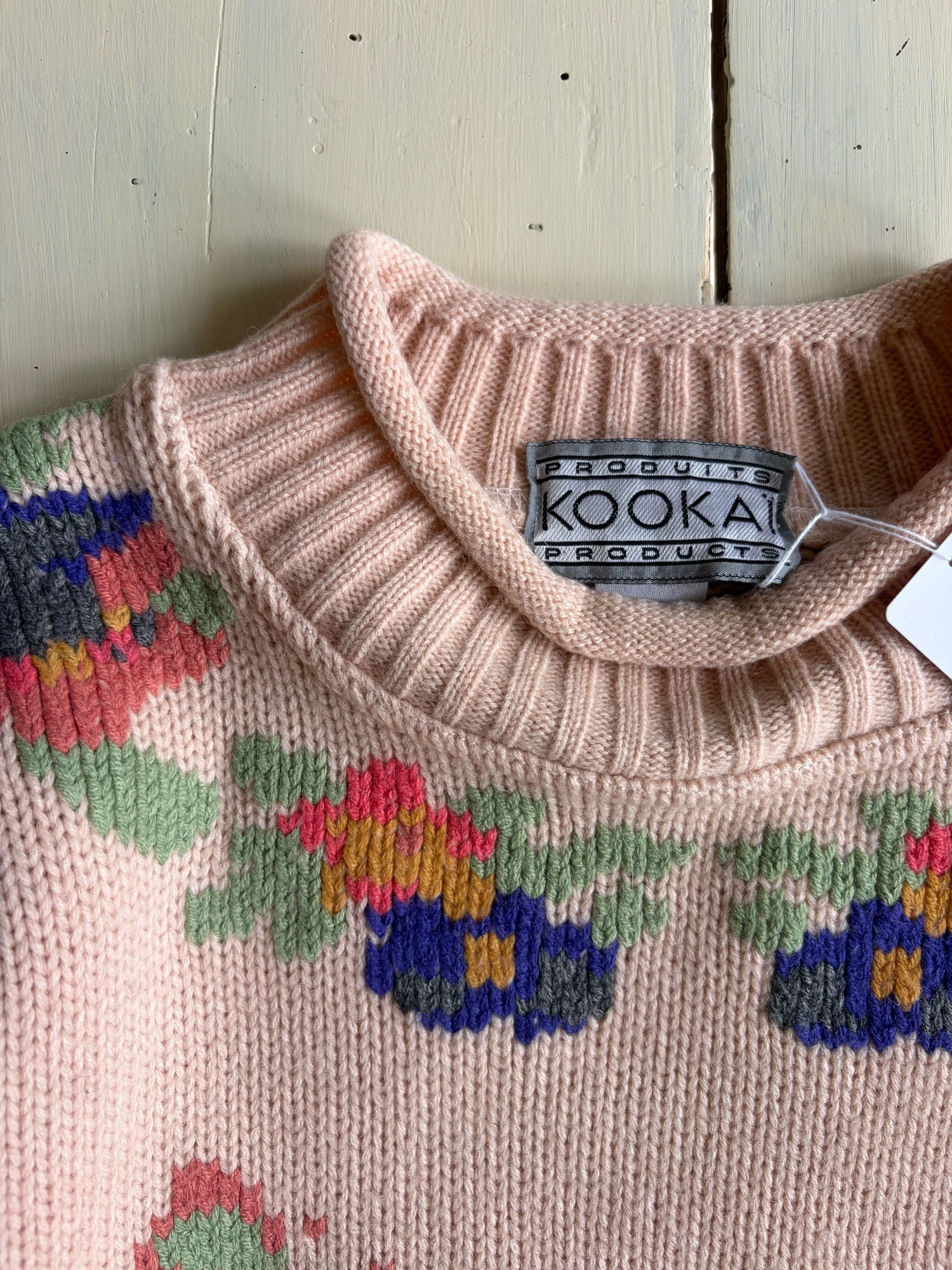 pink beige butterfly knitted sweater 3