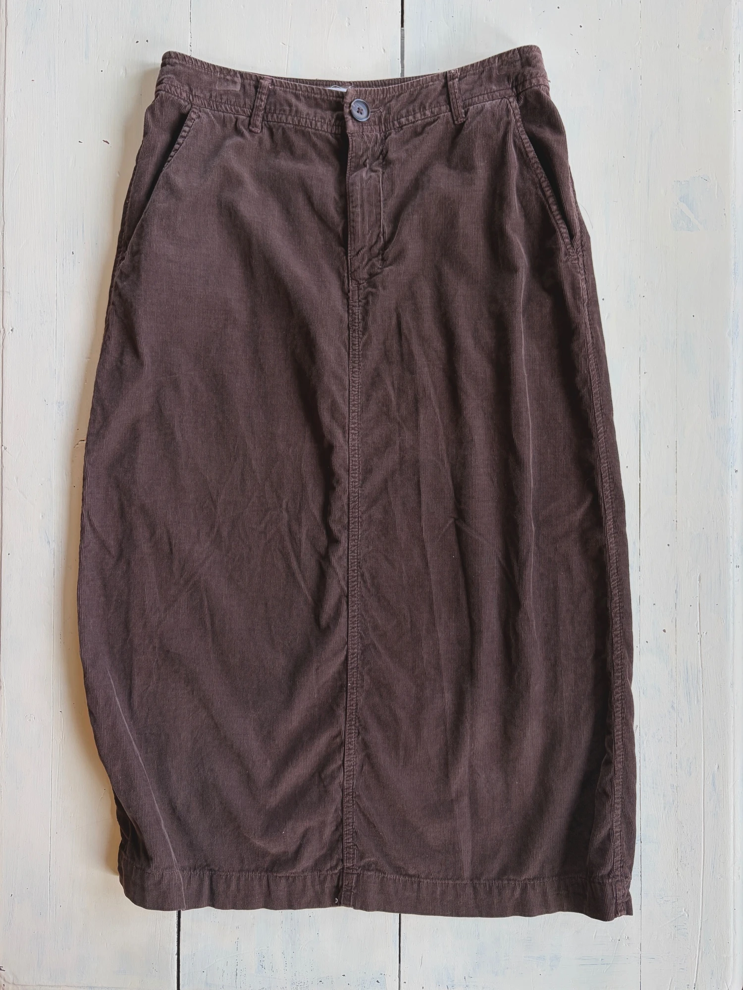made in usa brown corduroy long skirt 2