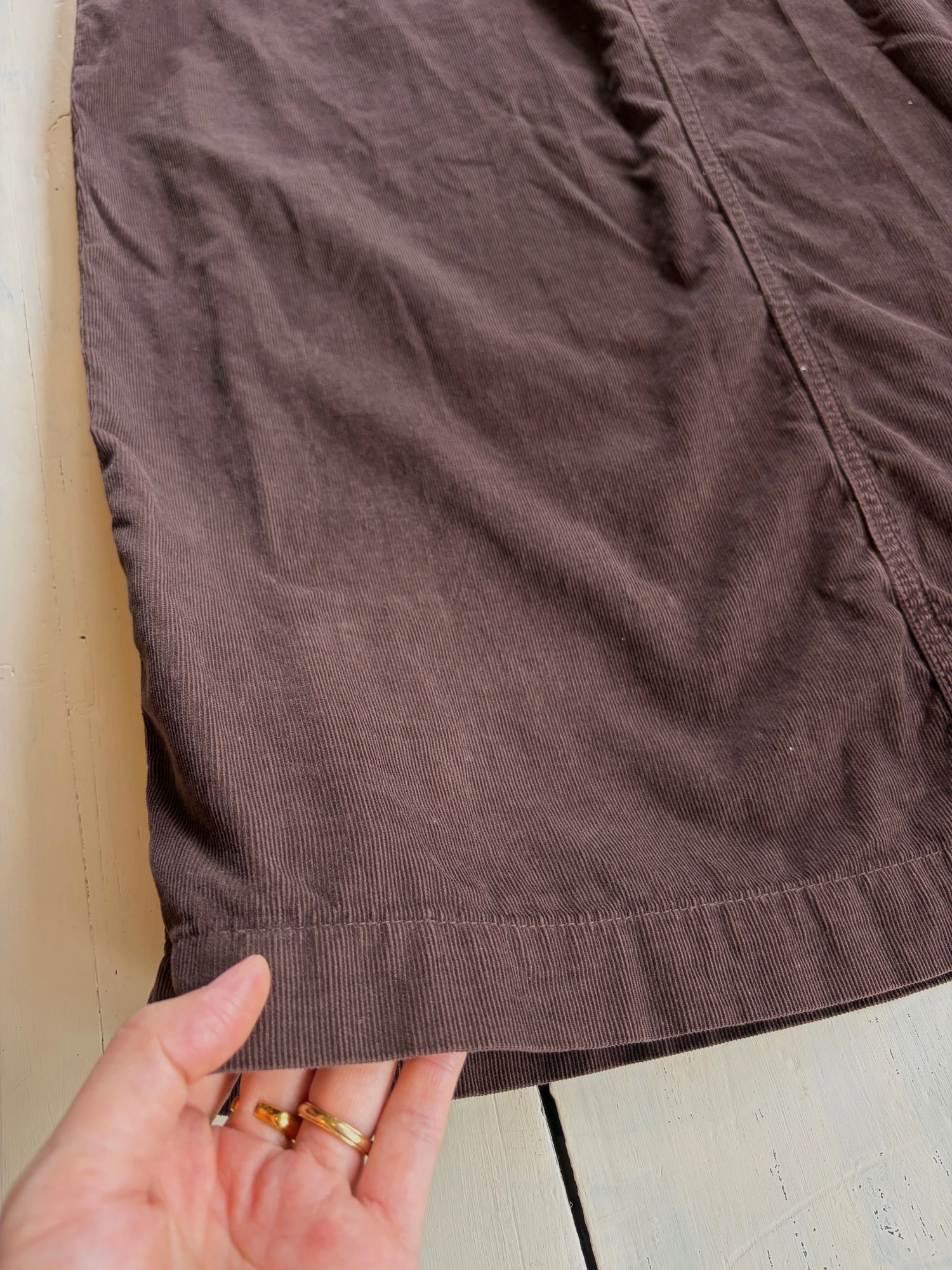 made in usa brown corduroy long skirt 3