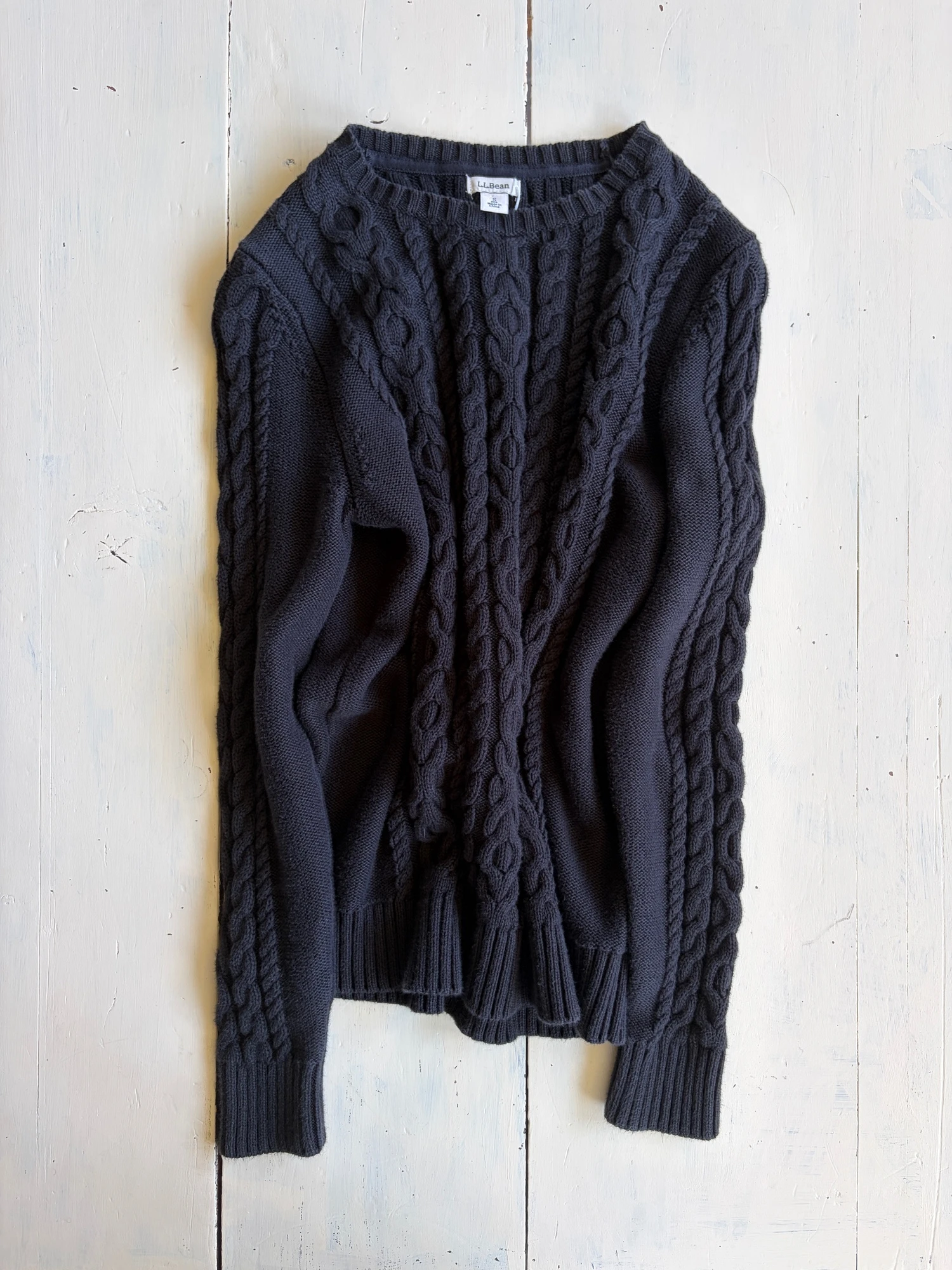 LLbean black cotton knit sweater