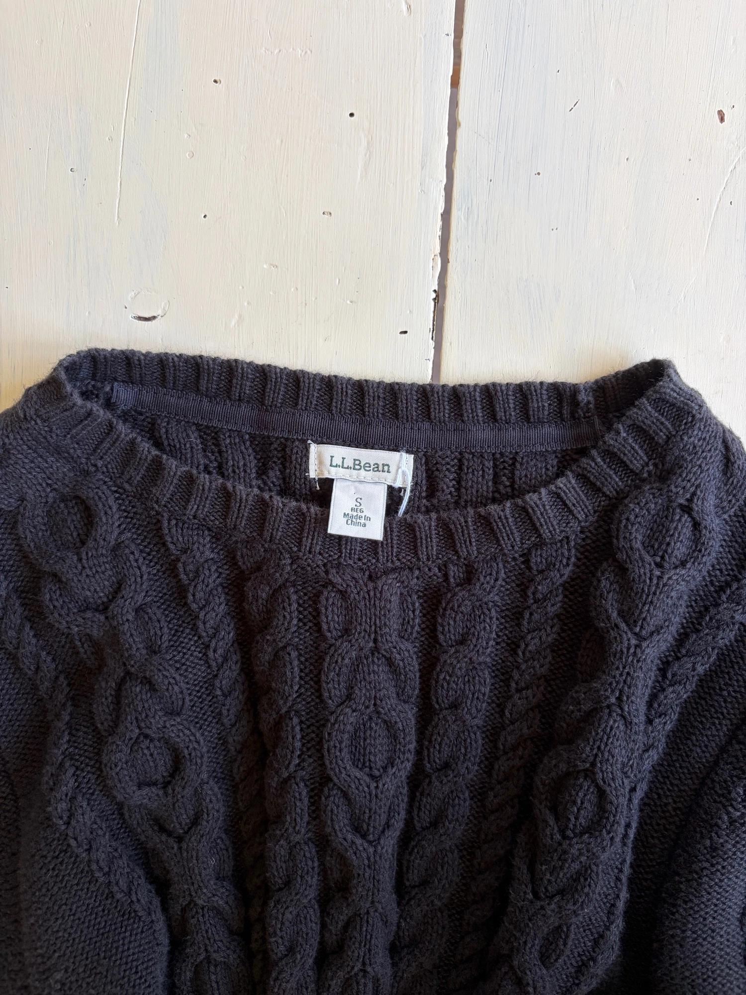 LLbean black cotton knit sweater 4