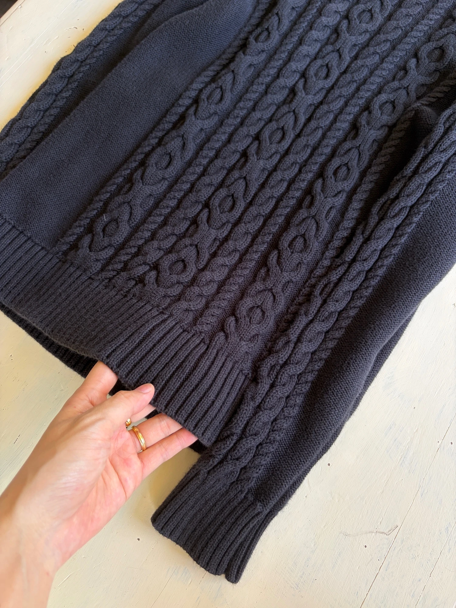LLbean black cotton knit sweater 6