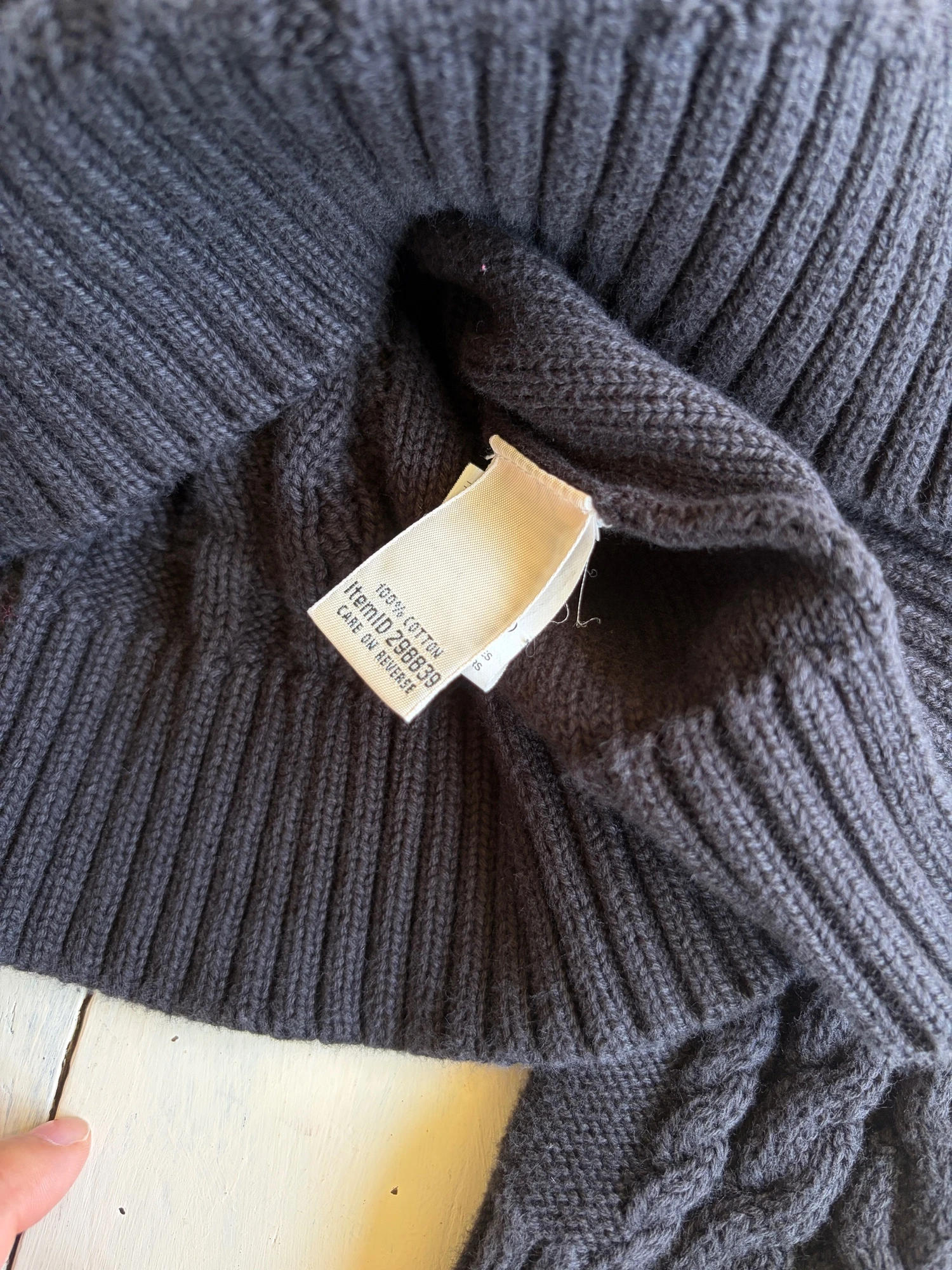 LLbean black cotton knit sweater 7