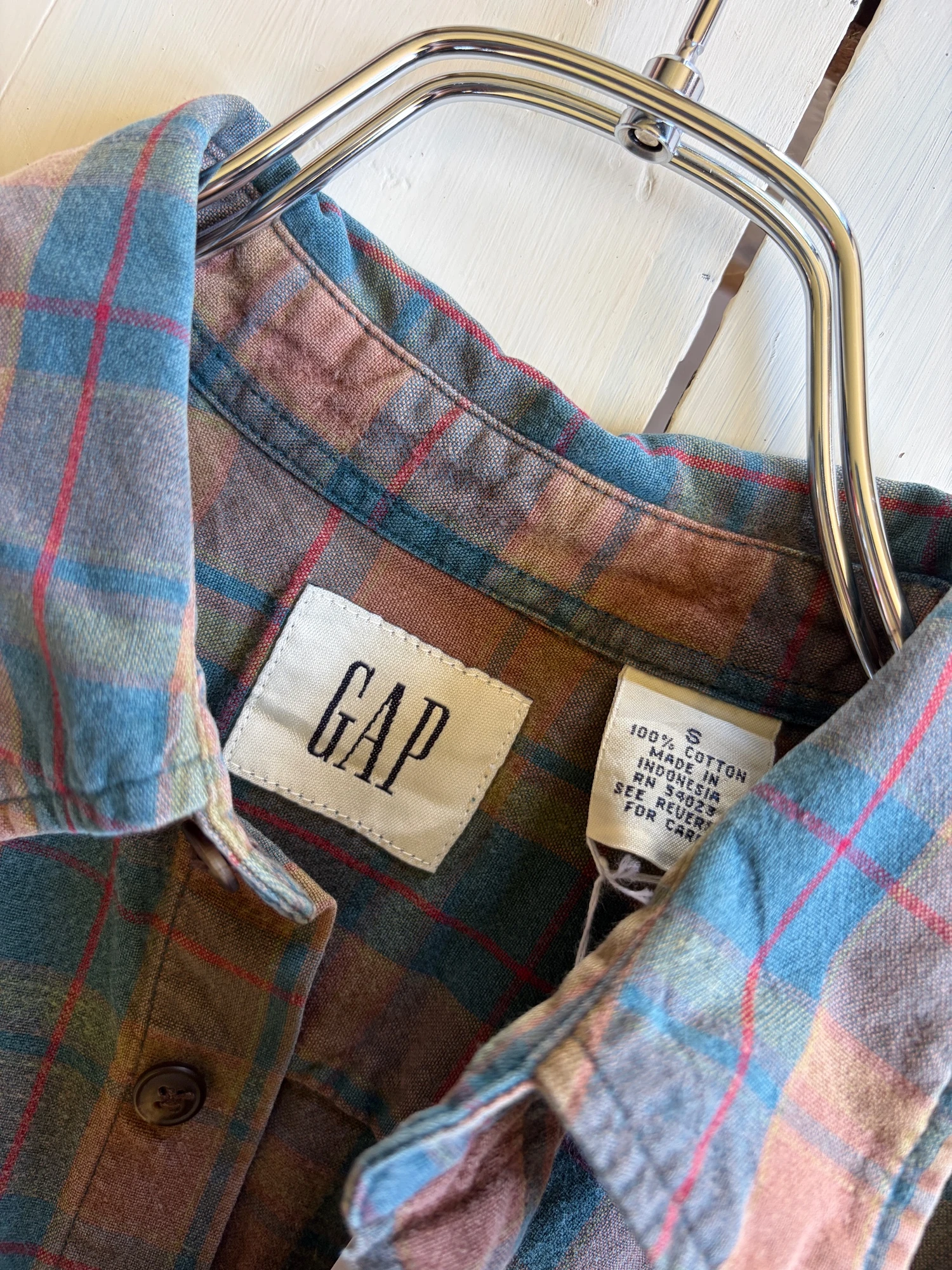 old GAP cotton plaid long sleeve shirt 5