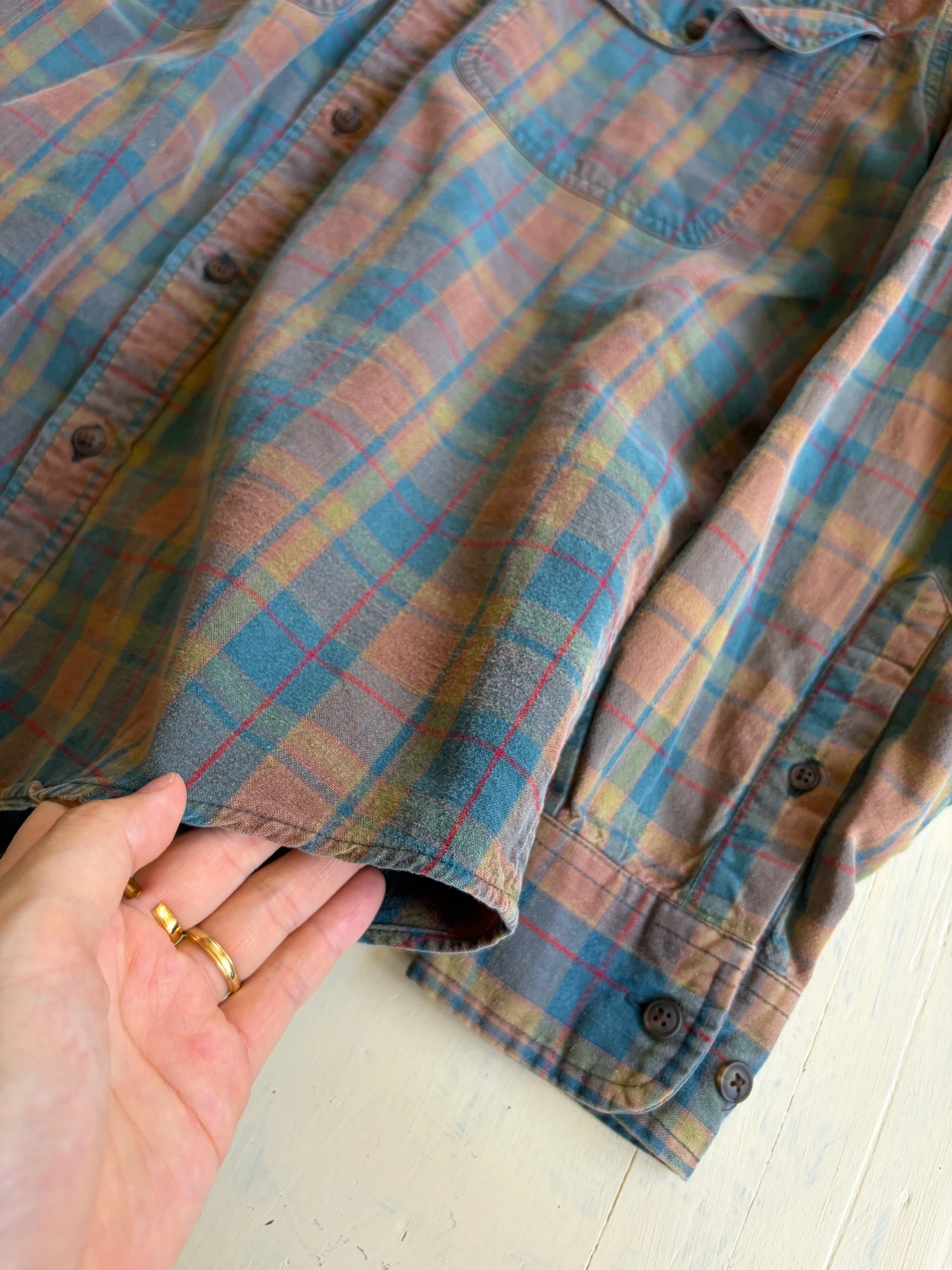 old GAP cotton plaid long sleeve shirt 6