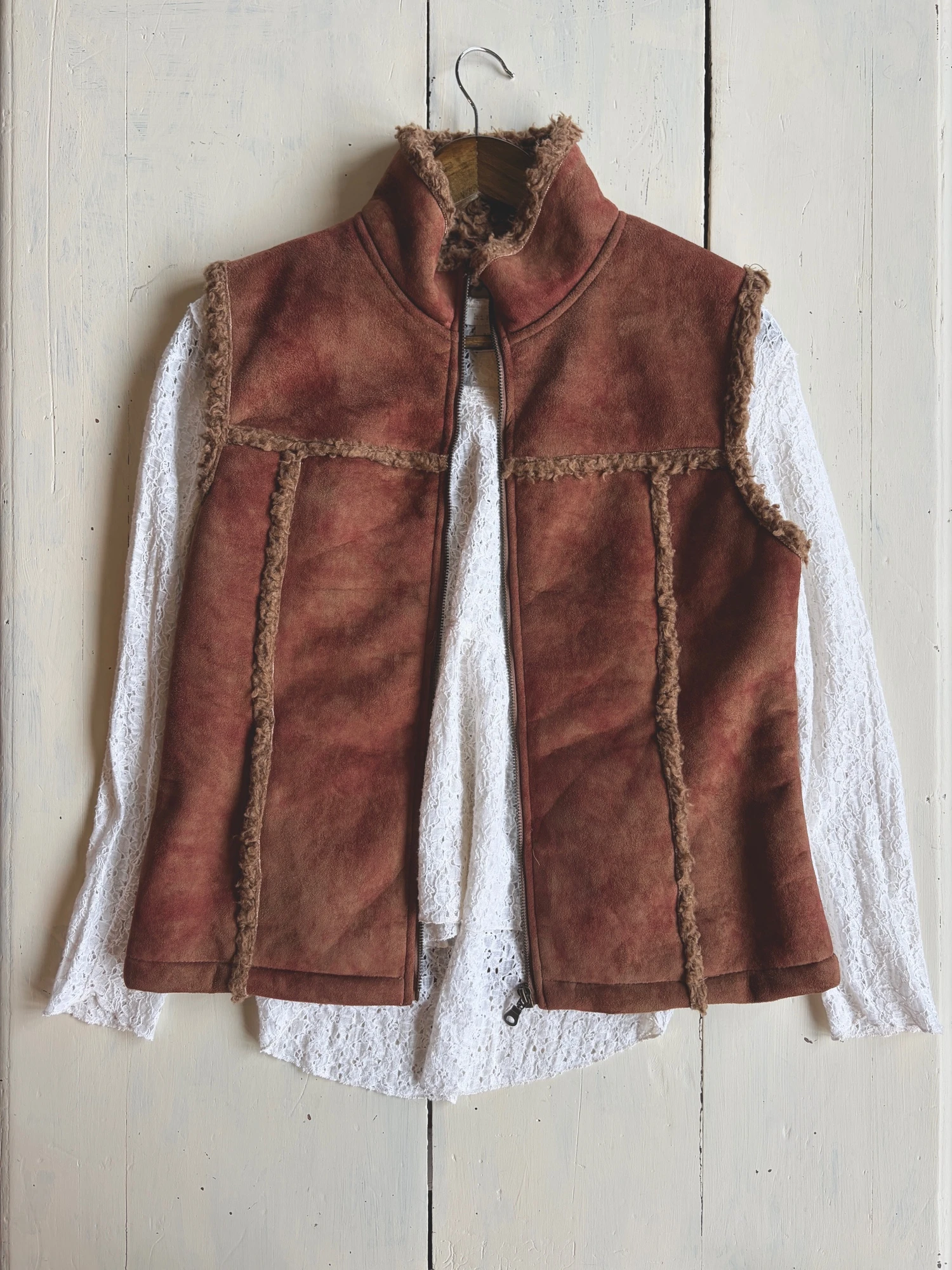 suede-like boa vest