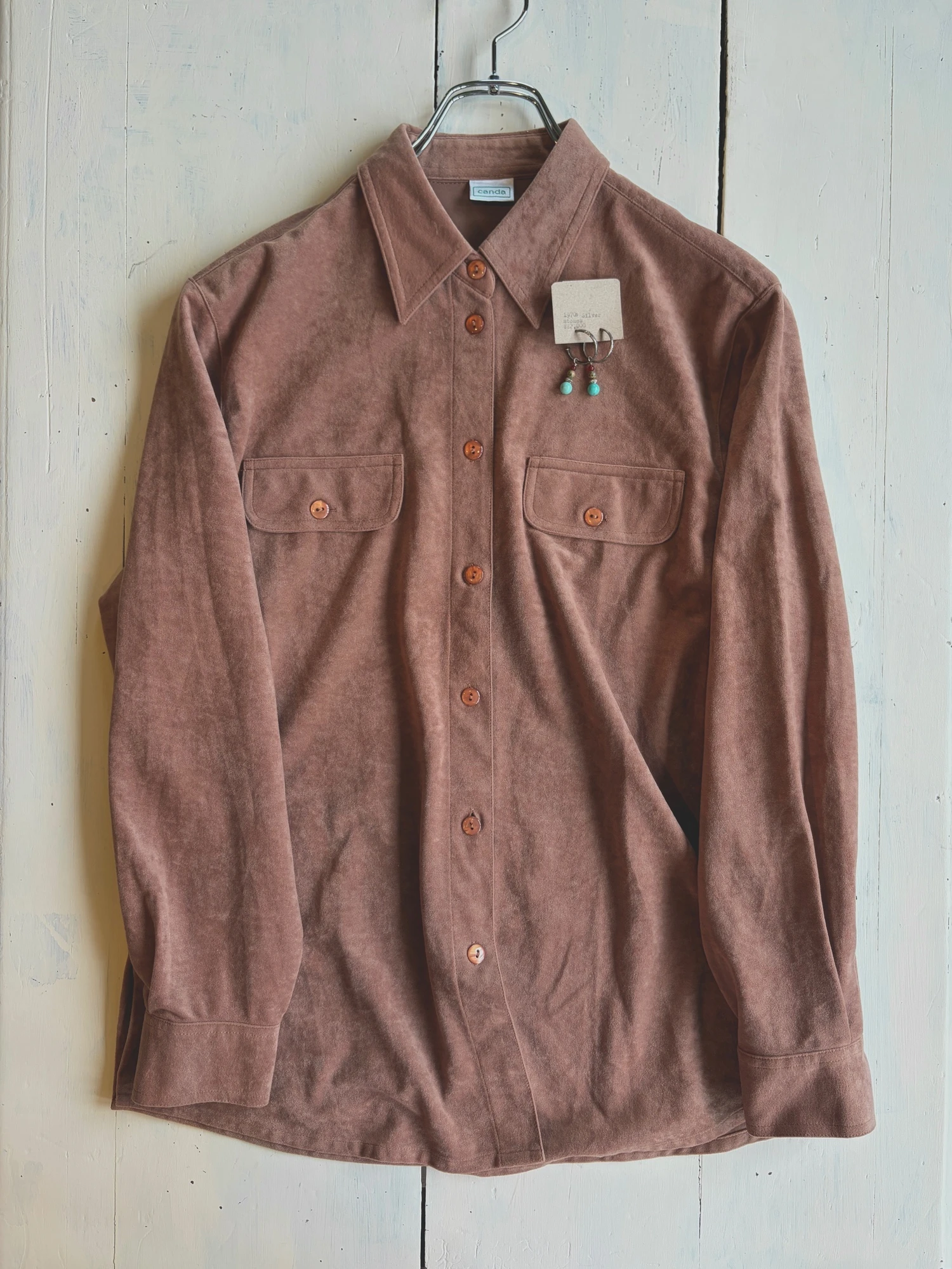 brown suede-like long sleeve shirt 4