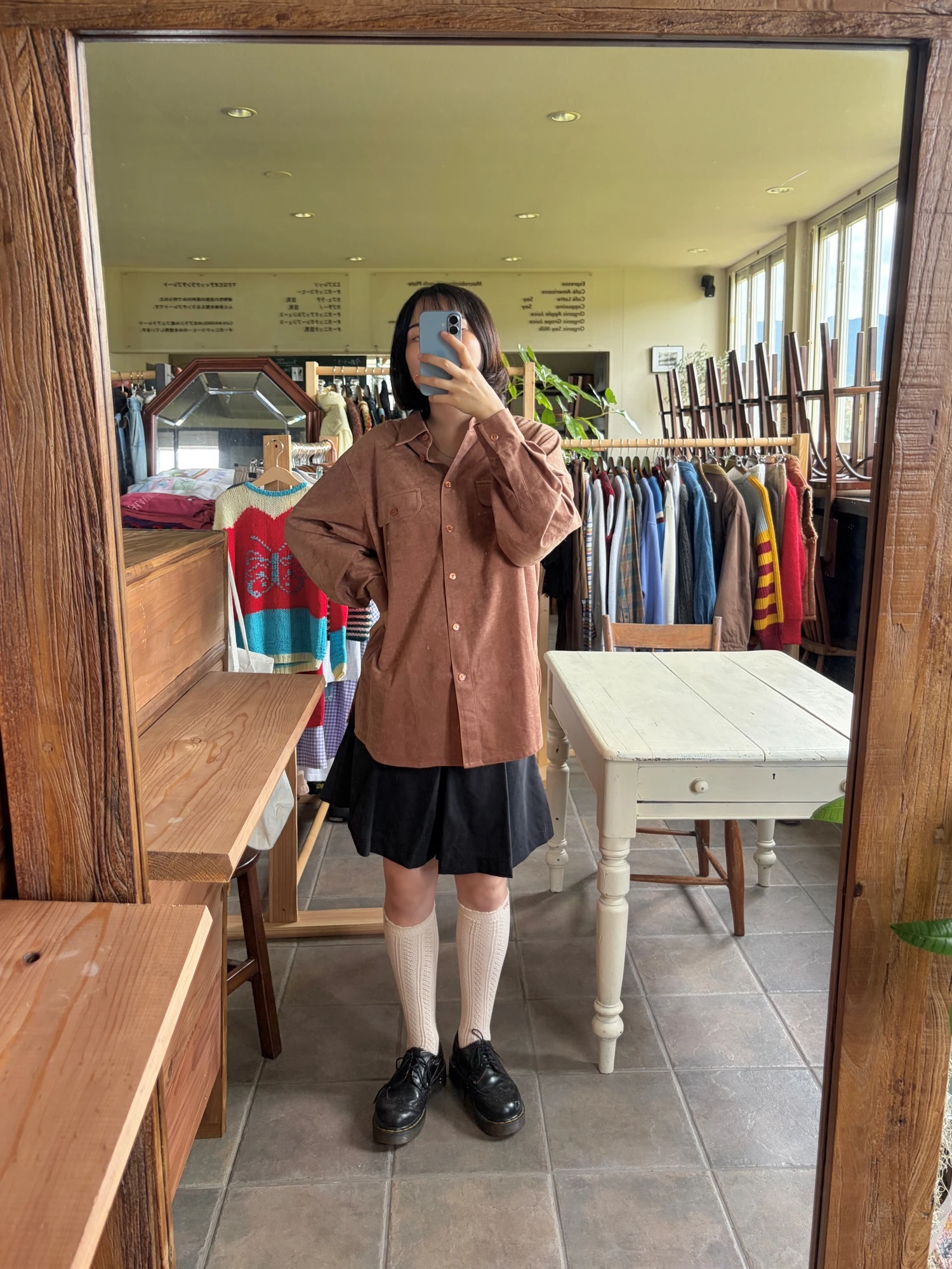 brown suede-like long sleeve shirt 5