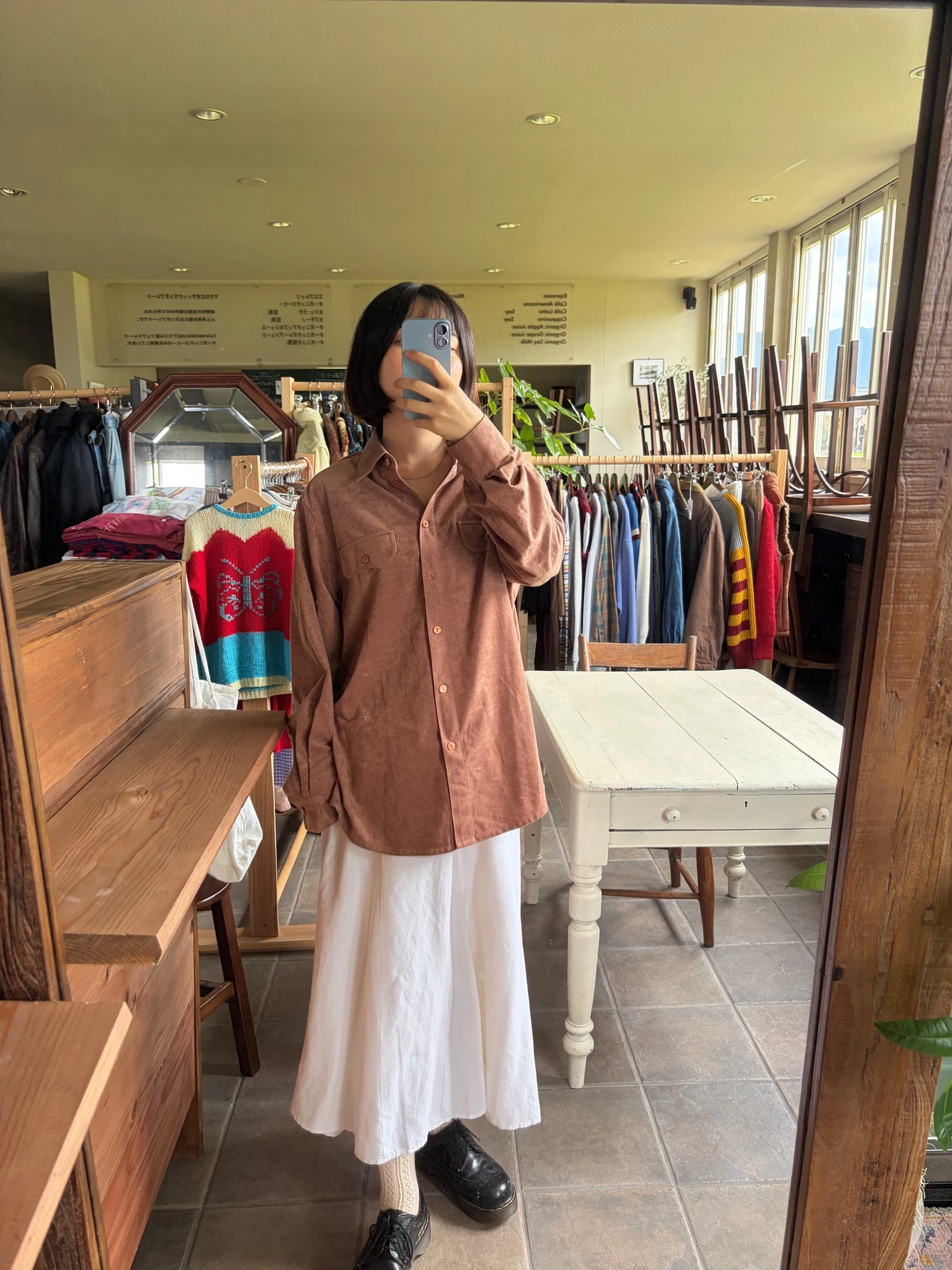 brown suede-like long sleeve shirt 7