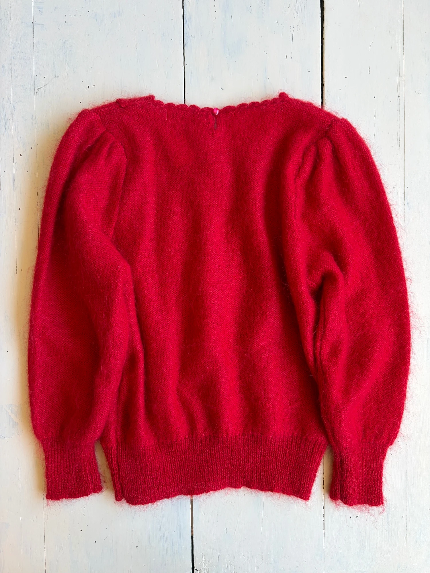 red mohair flower design sweater 7