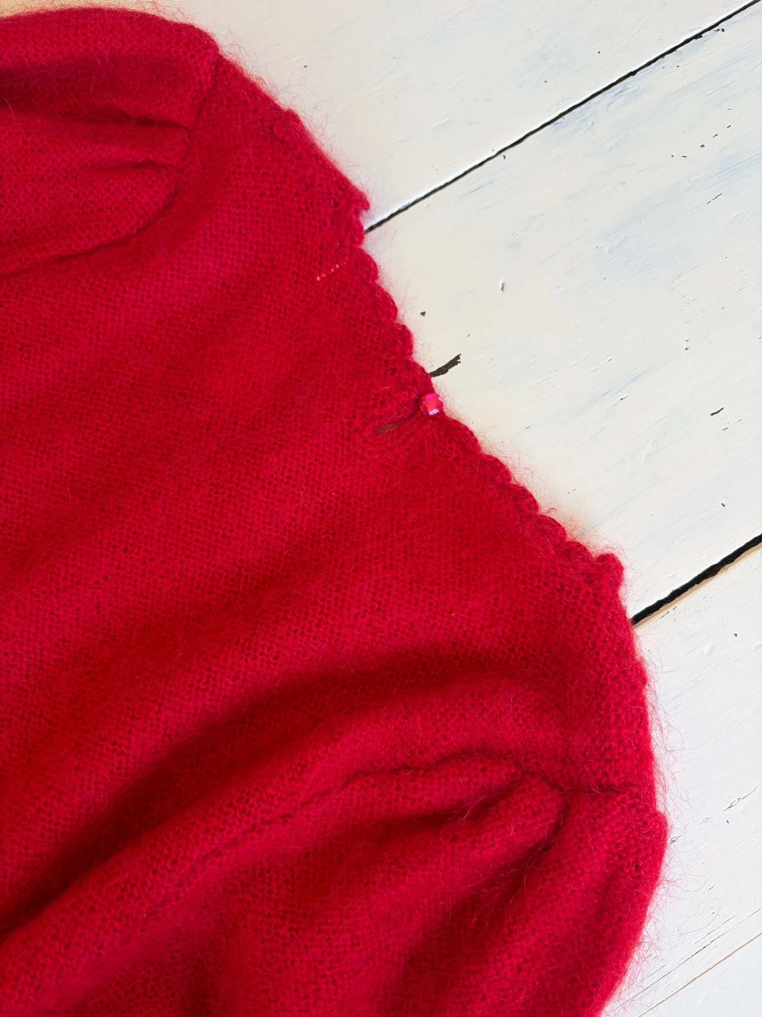 red mohair flower design sweater 8